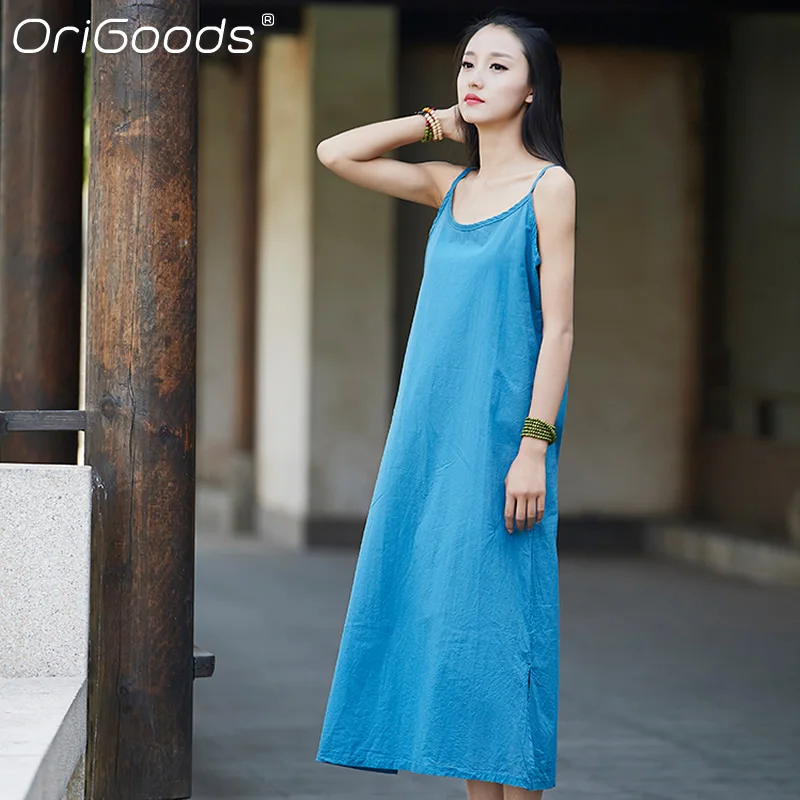 

Женское летнее платье-комбинация OriGoods, новинка сезона весна-лето 2022, длинное тонкое повседневное сексуальное облегающее платье, женские пл...