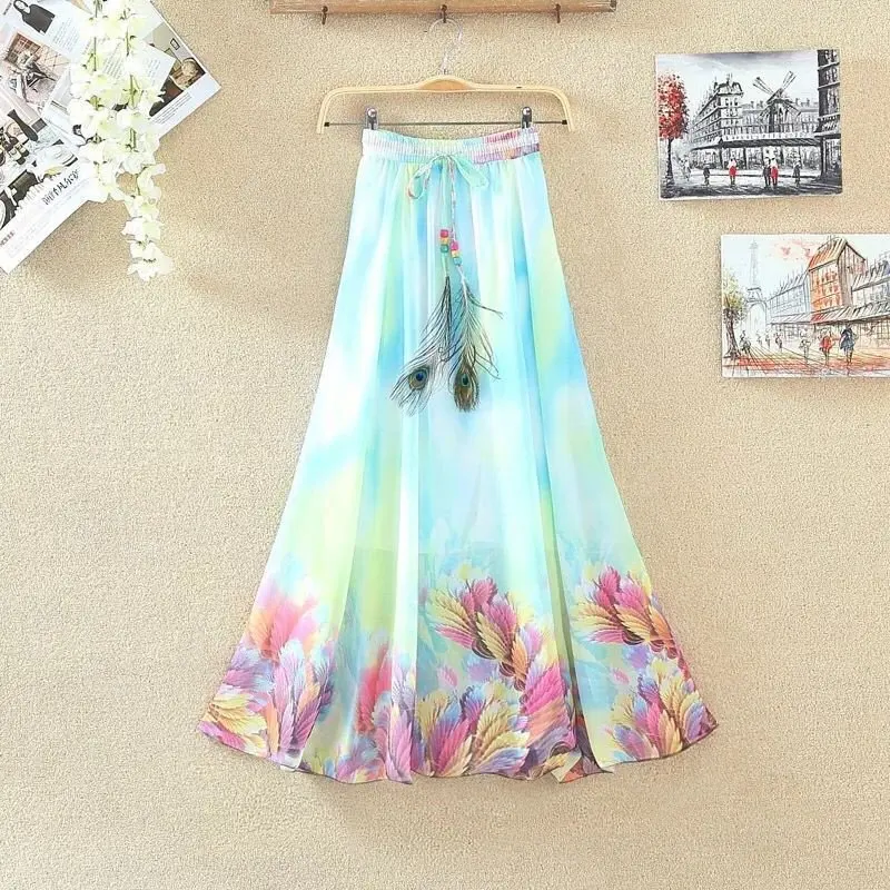 Style Twenty Шифоновые богемные юбки женские летние вечерние Харадзюку винтажные модные цветочные этнические богемные длинные юбки макси пляжная одежда - Цвет: Style Twenty