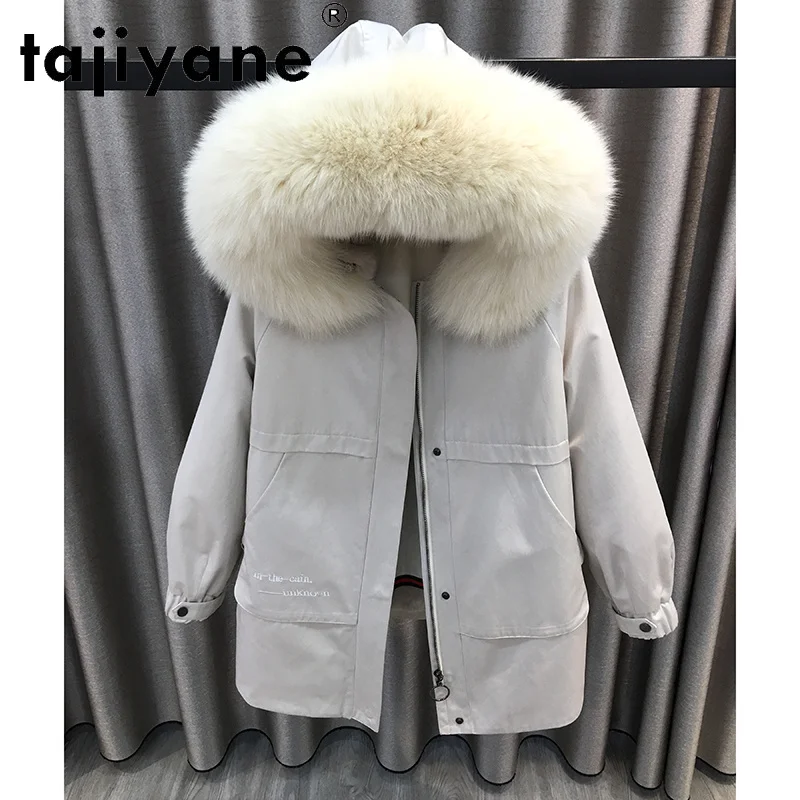 

2021 Clothes Winter Women Real Rex Rabbit Fur Lining Jackets Woman Natural Fox Fur Collar Hooded Parkas Casacos TN626