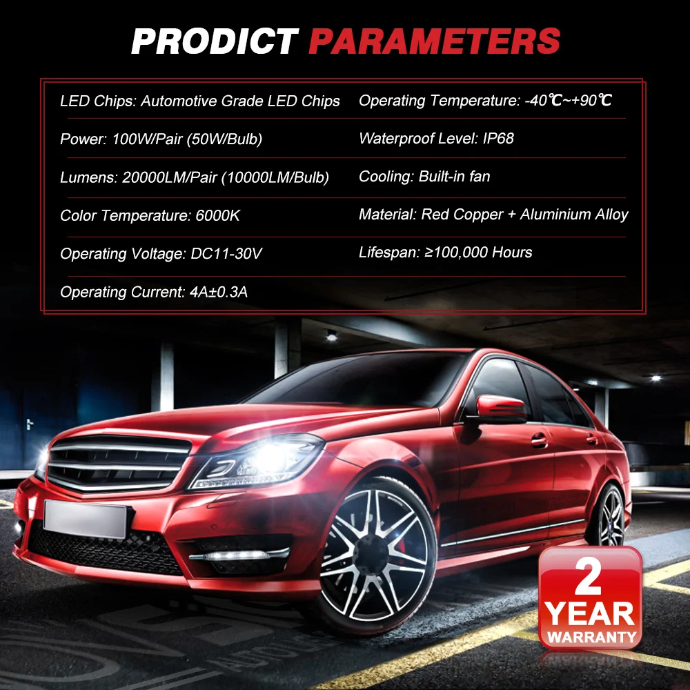 

NOVSIGHT 100W 20000LM Car LED Headlight for Cars H4 Hi / Lo H7 H11 9005/HB3 9006/HB4 LED Light Bulbs 6000K Auto Car Headlamp Kit