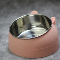 stainless steel elevated stand tilted feeder bowls easy clean pet bowl 400ml cat bowl raised no slip