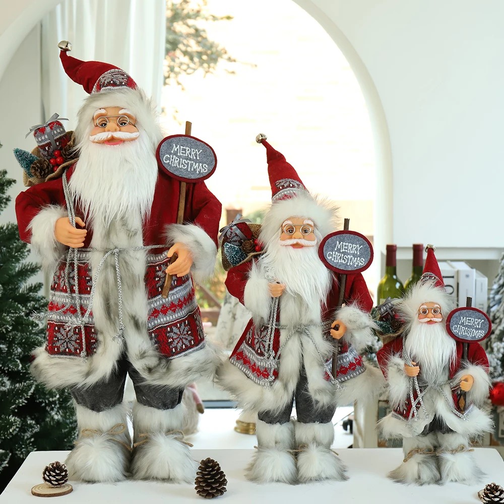 

Santa Claus Doll Christmas Decorations for Home New Year Children's Gifts 60/45/30cm Hotel Coffee Shop Window Ornaments Navidad