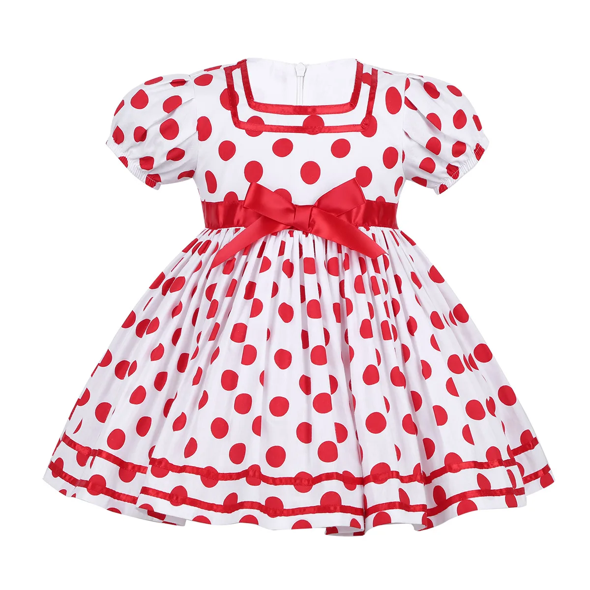 

Baby Girls Casual Dresses Carnival Christmas Costume Puffy Sleeves Polka Dots Holiday Party Tutu Dress for Dress up Birthday