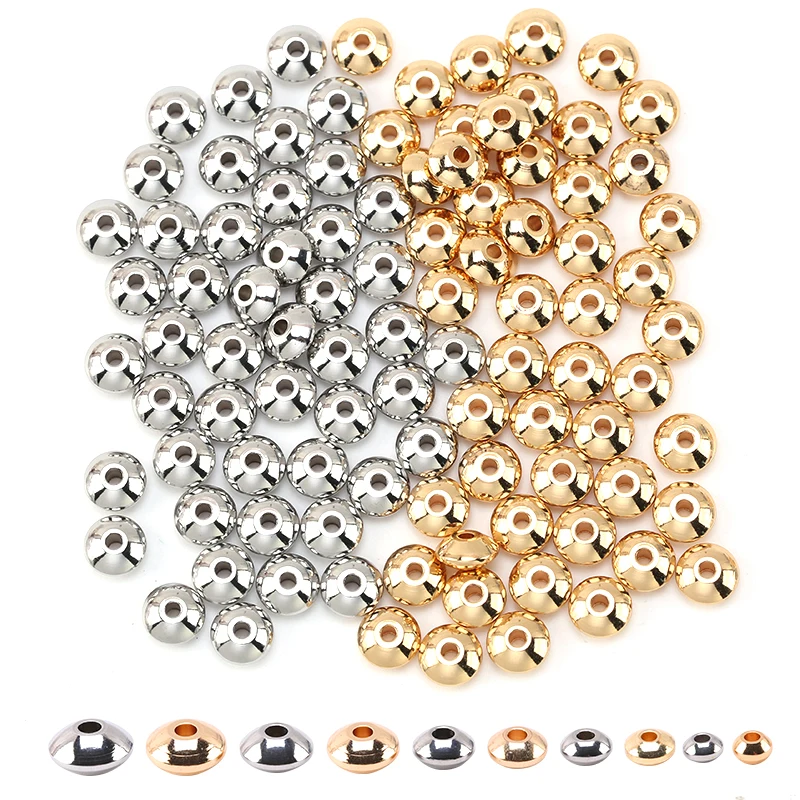 

4-8mm 304 Stainless Steel Spacer Beads Original Gold Color Metal Round Abacus Loose Beads for DIY Bracelet Jewelry Making