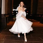 Платье из органзы с открытыми плечами, белые вечерние платья, женское вечернее платье с оборками, элегантные платья для женщин, сверкающее длинное платье