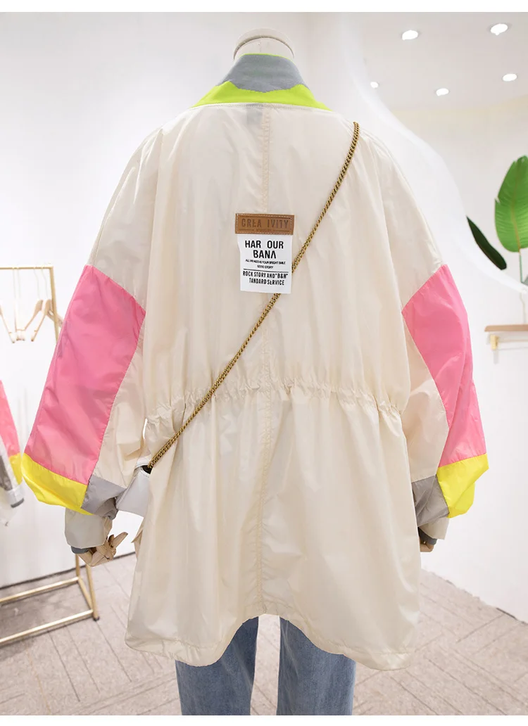 

2021 Spring Summer European New Color Matching Printing Patchwork Ladies Top Loose Long Sleeve Sunscreen Women Fashion Coat