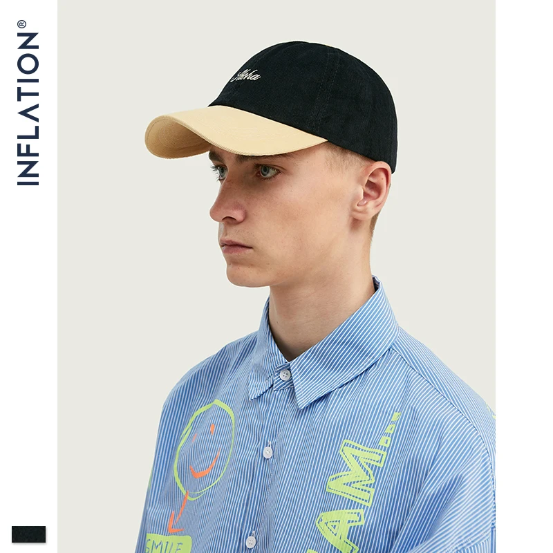 Женские и мужские повседневные бейсболки INFLATION черные регулируемые кепки в стиле