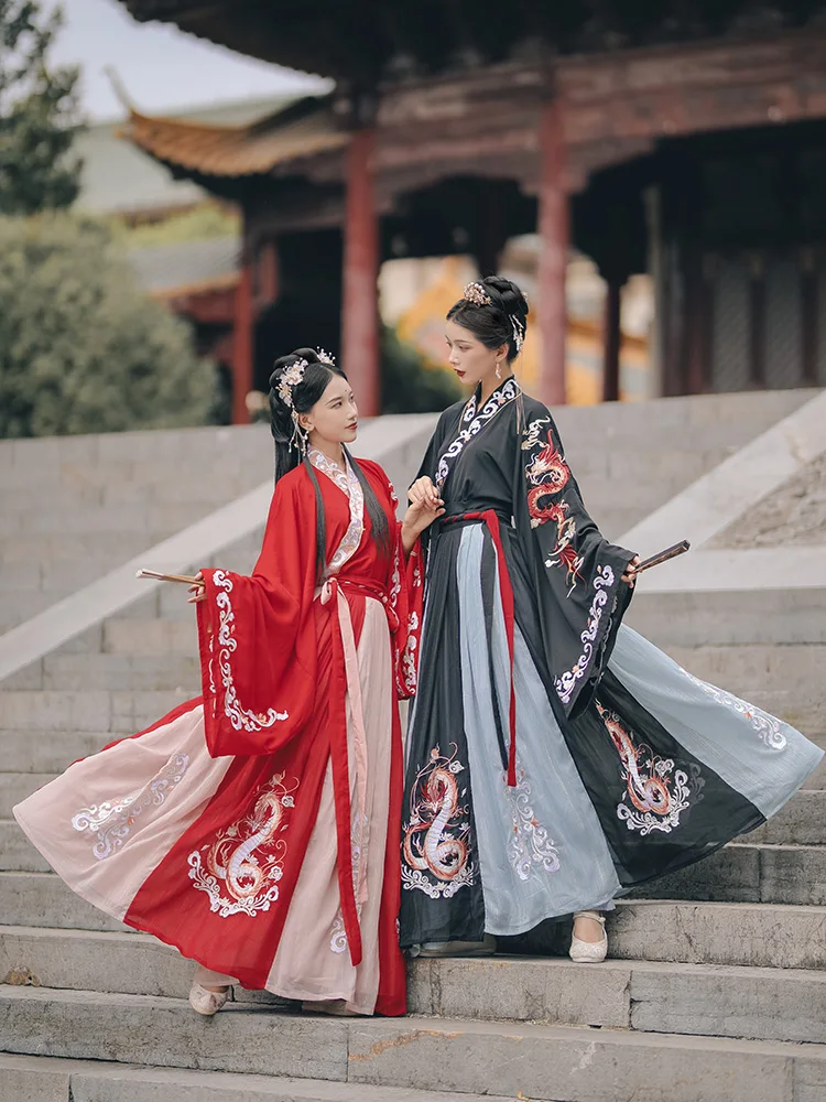 Старинные Китайские мужские черные стильные костюмы Вей Цзинь с вышивкой