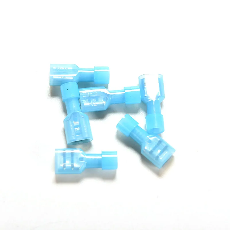 

50PCS 16-14AWG Female Spade Insulated Electrical Cable Connectors Quick Splice Lock Wire Convenient Terminals Crimp Blue