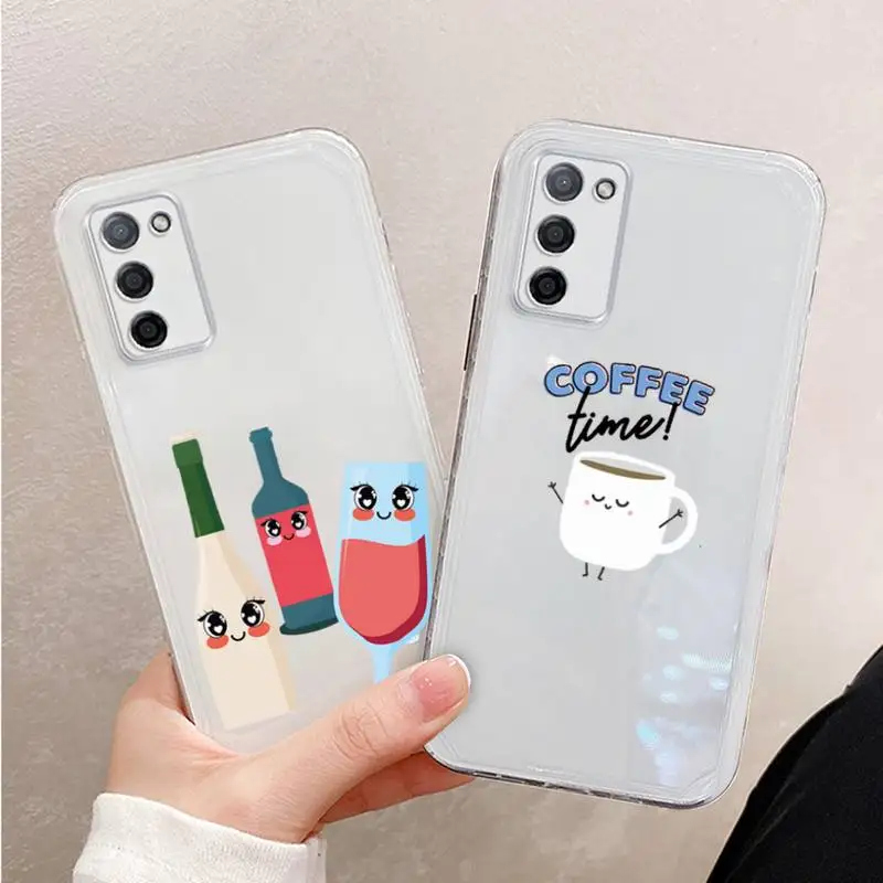 

Coffee Wine Cup Phone Case Transparent For oppo R17 R15 R11 R9 F11 A32 A39 K7 K5 S X PRO PLUS moible bag