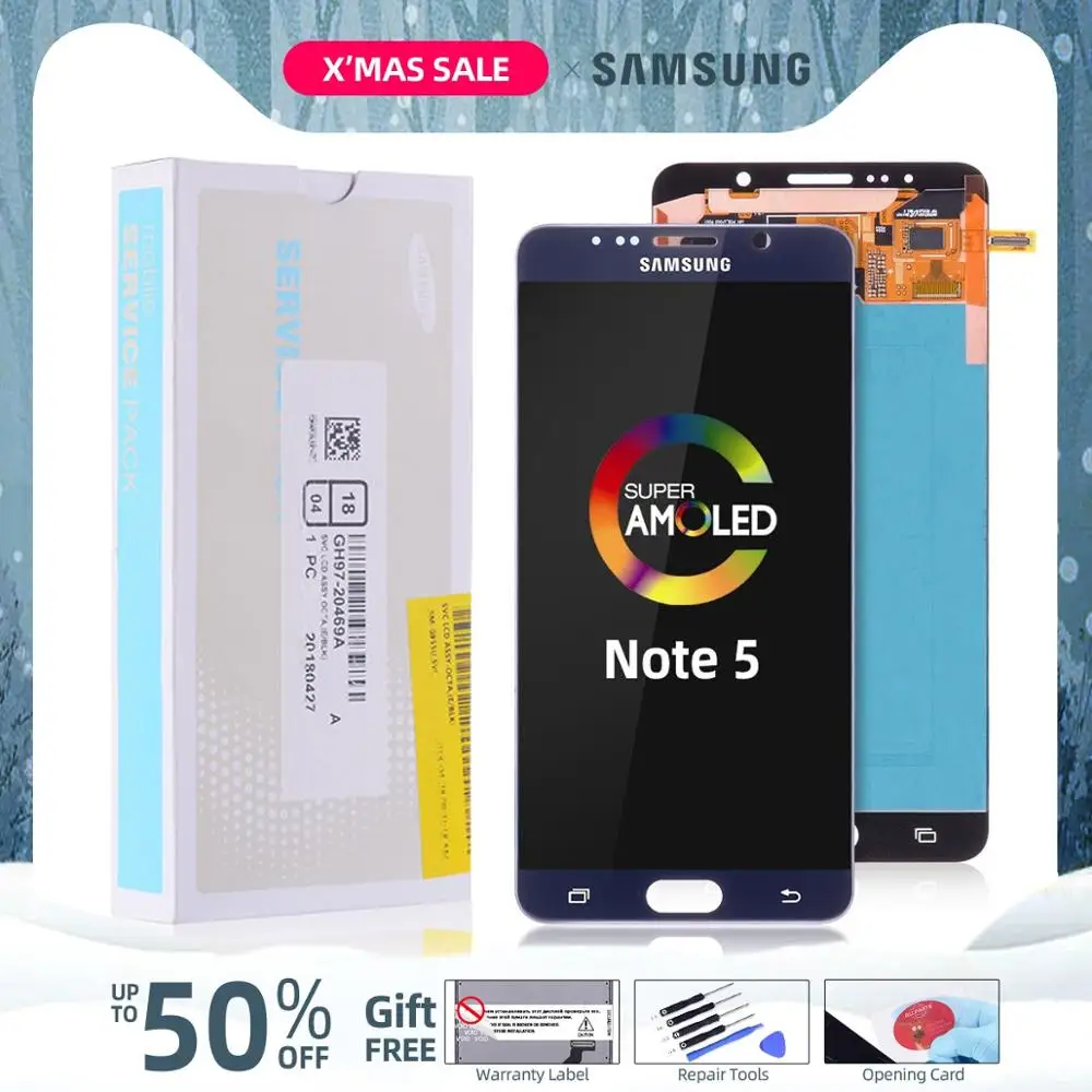 AMOLED Дисплей для SAMSUNG Galaxy Note 5 N920A N9200 SM-N920 N920C LCD в сборе с тачскрином 5.7'' черный белыйз олотой