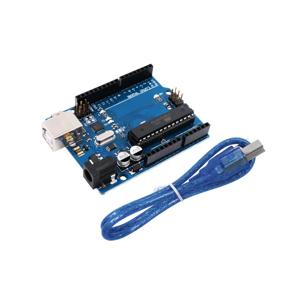 10 шт./лот для UNO R3 MEGA328P с USB кабелем + официальная коробка Arduino UNO|uno r3|uno r3 unouno for arduino |