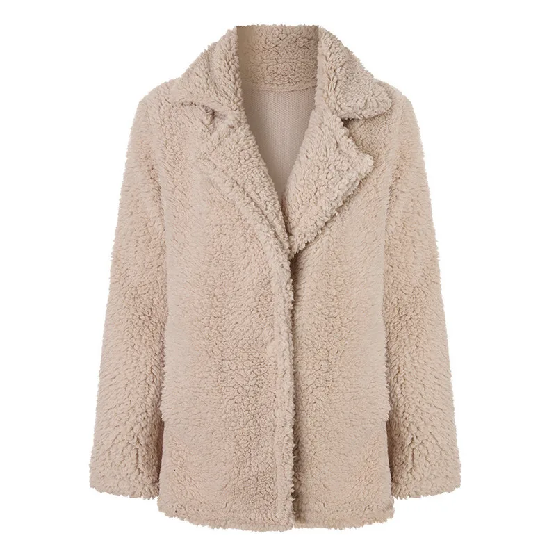 

VICABO Winter Clothes Women Fur Coat Long Sleeve Lapel Collar Cardiagn Casual Jacket Outerwear Fleece Coats
