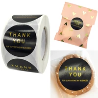 500pcsroll 3 8cm gild film thank you srtickers black label business party gift wrapping greeting card decoration sticker