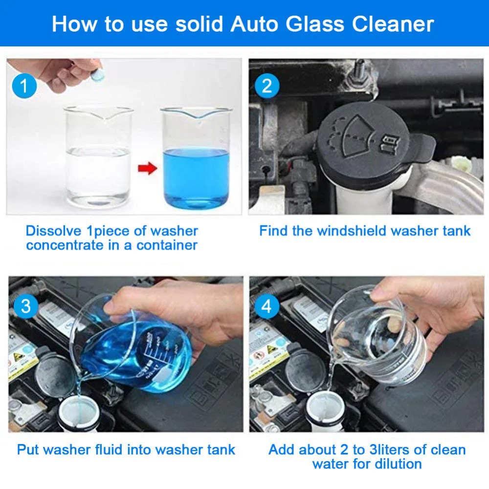 

10PCS Windshield Washer Tablet Screen Window Cleaning Super Concentrated Wiper Tablet Stain Remover Car Cleaning Detailing Tool