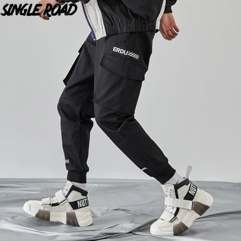 

Мужские однодорожные брюки-карго, весна 2021, с боковыми карманами, для бега, Мужская хип-хоп Японская уличная одежда, мужские брюки, мешковаты...