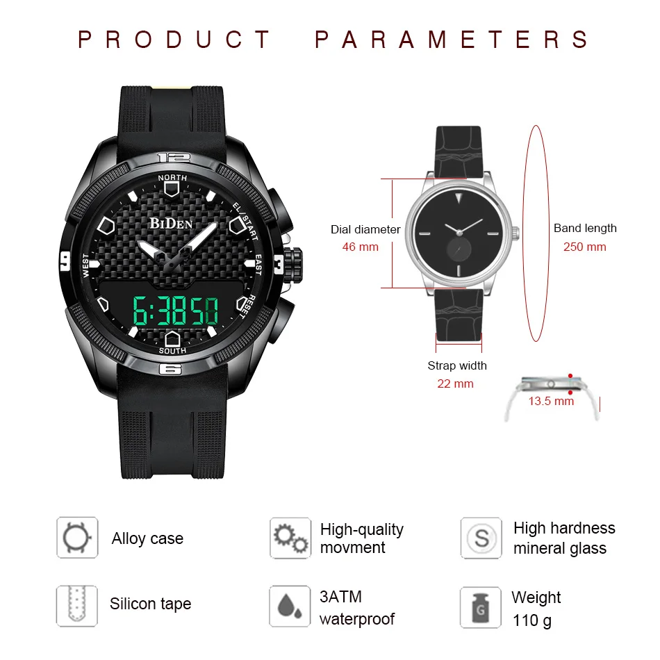 Модные Военные часы черные силиконовые водонепроницаемые повседневные