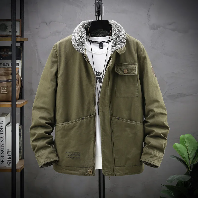 Осенняя мужская куртка 1833 утепленная флисовая теплая модная свободная