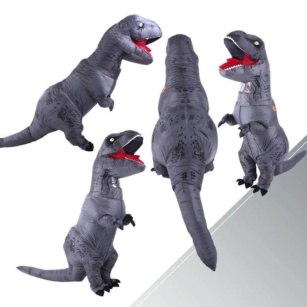 Надувной костюм зеленый динозавр костюмы T REX Blow Up нарядное платье талисман
