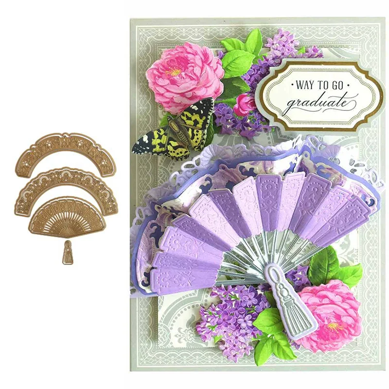 

Summer Lace Fan Die Stamps And Dies New Arrival 2021 Scrapbook Diary Decoration Stencil Embossing Template DIY Greeting Card Big