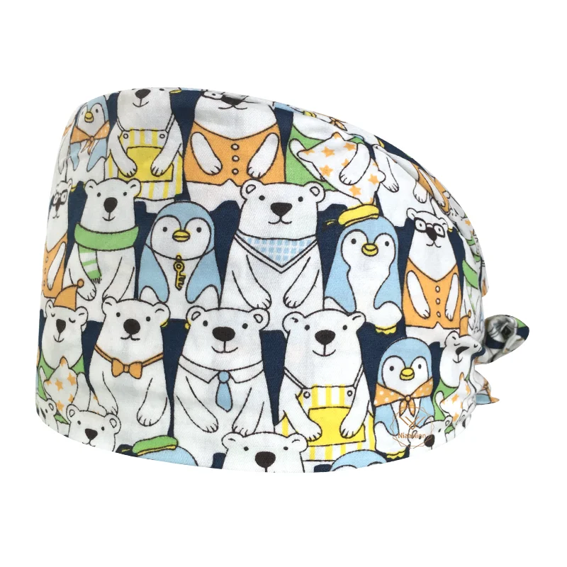 

Cartoon animal print hat cute nurse mosha hat dentist hat beautician anesthesiologist gourd hat chef dust headscarf Unisex