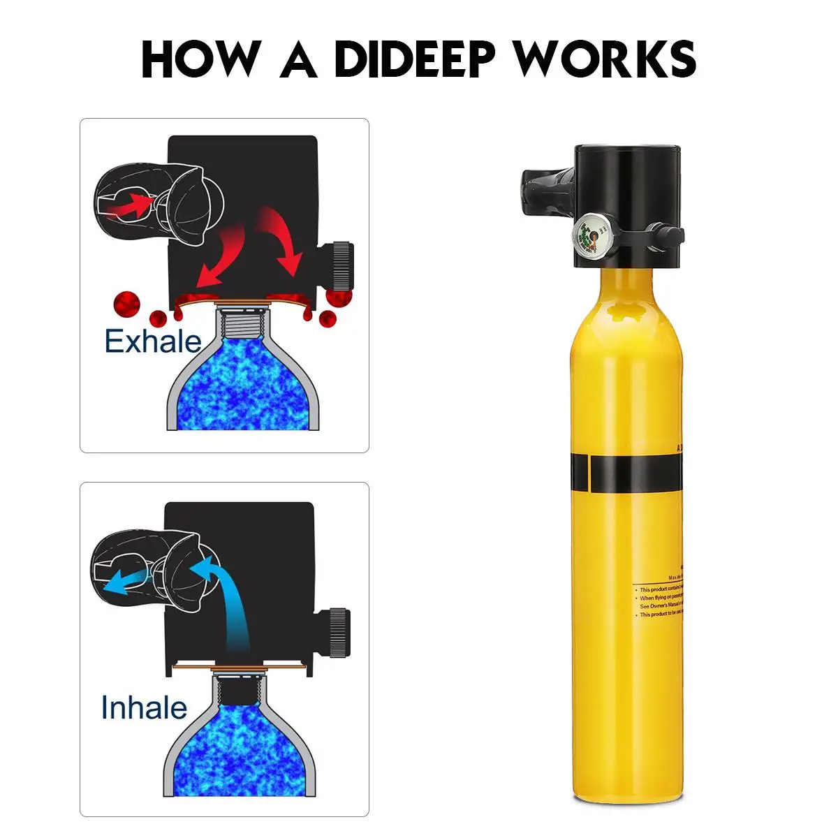 DIDEEP Diving System Mini Scuba Air Tank Scuba Oxygen Cylinder Reserve Air Tank Pump Aluminum Box Snorkeling Diving Equipment