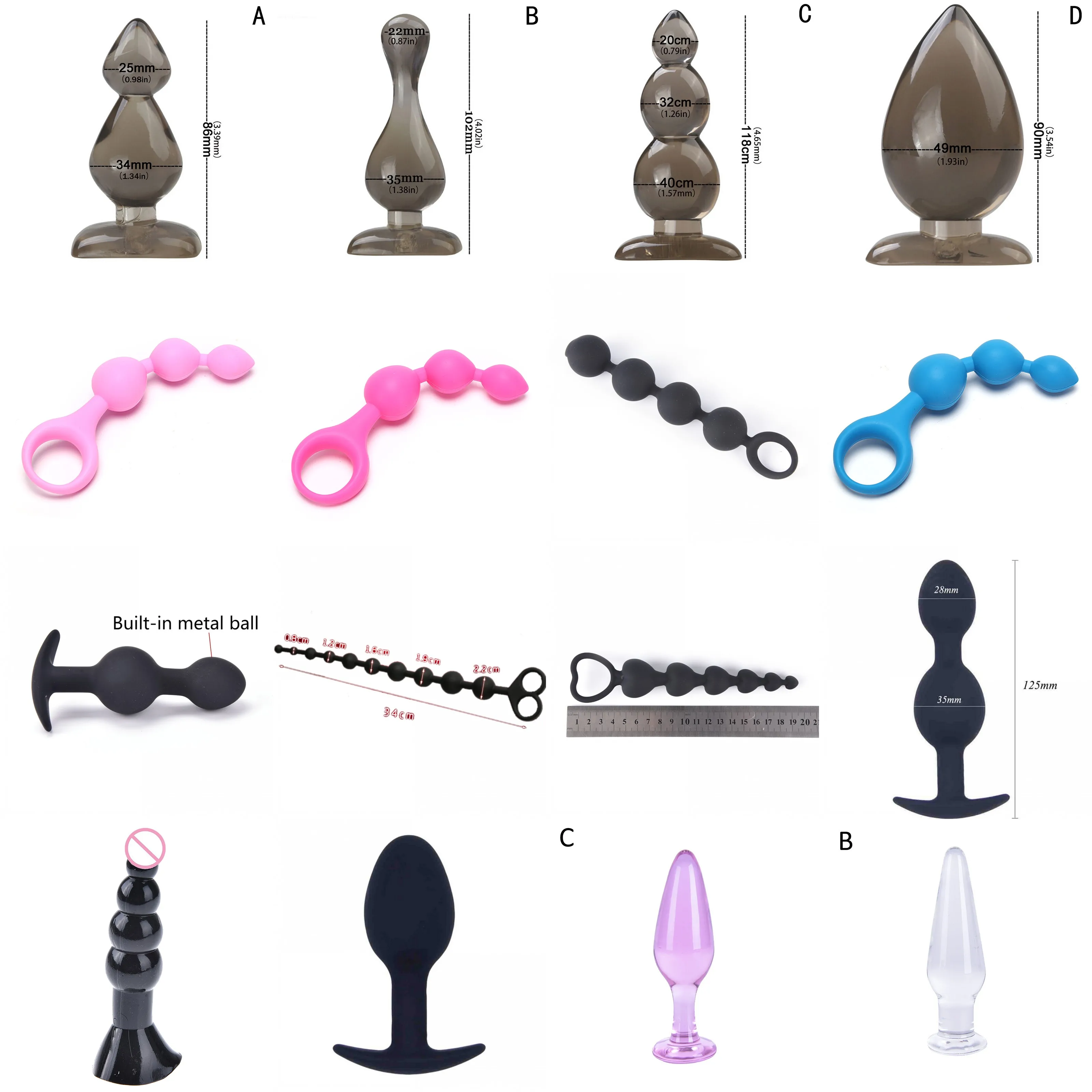 Силиконовый Анальная пробка Анальный вибратор простаты массажный фаллоимитатор