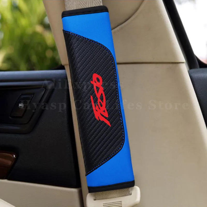 Protector de cinturón de seguridad para coche, accesorios para Ford Fiesta, cubierta de cinturón de seguridad de fibra de carbono, Gadgets para coche