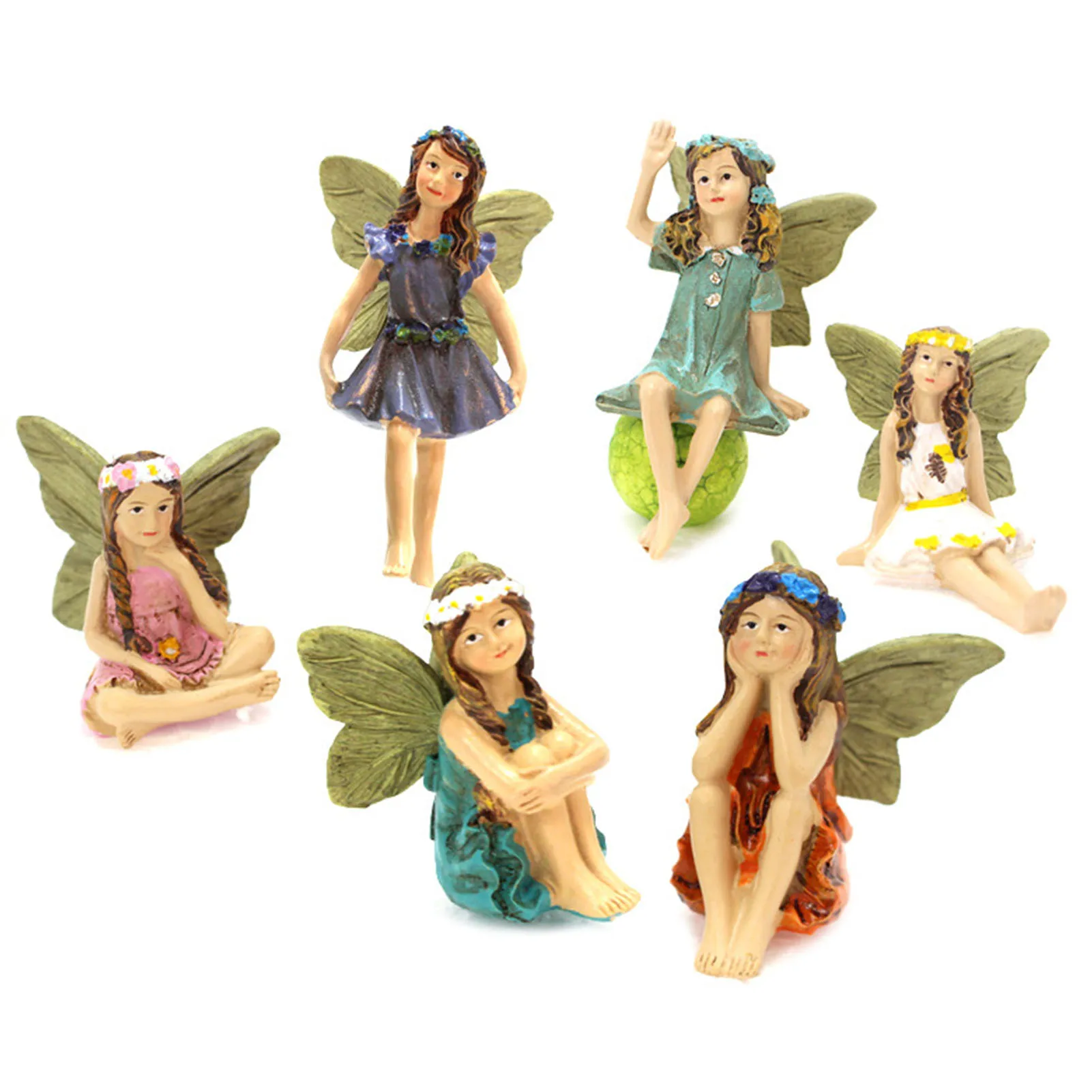 

6pcs Miniature Fairies Figurines Resin Mini Sculpture Ornaments Garden Outdoor Decoration For Home Decor Statue Accessories