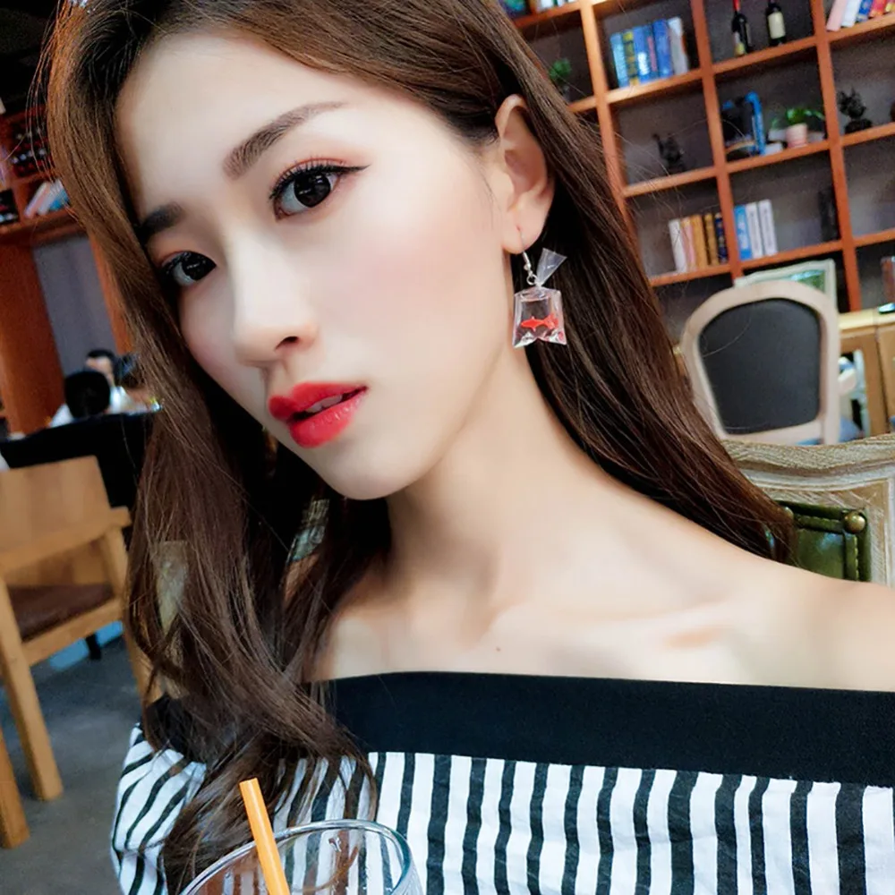 Серьги-подвески женские без крючка в форме рыбы кои | Украшения и аксессуары