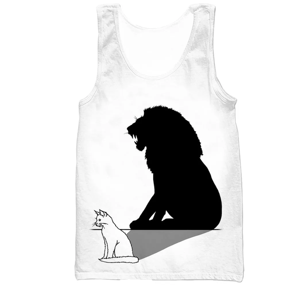 Жилет мужской/женский с 3D-принтом льва и кошки модная повседневная Уличная