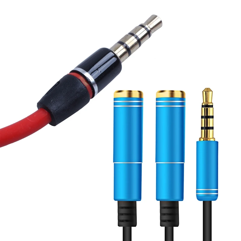 3.5Mm 1/8 Inch Male To 4 Pole Car AUX Audio Cord Cable Record Headphone RED With U Shape Y Splitter | Электроника