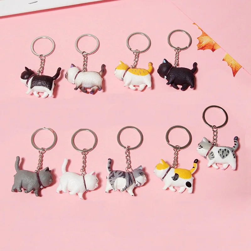 

Cute Walking Cat Keychain Cartoon Kitten Pet Key Chain Shake Head Cats Keyring Car Bag Keychains Charms Jewelry Gifts