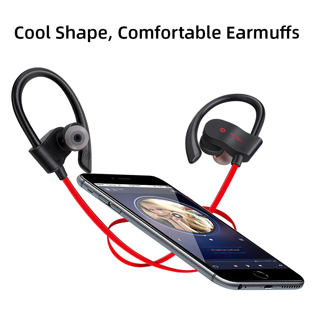 Спортивные наушники беспроводные Bluetooth V5.0 с микрофоном гарнитуры для Samsung Note 8 Huawei