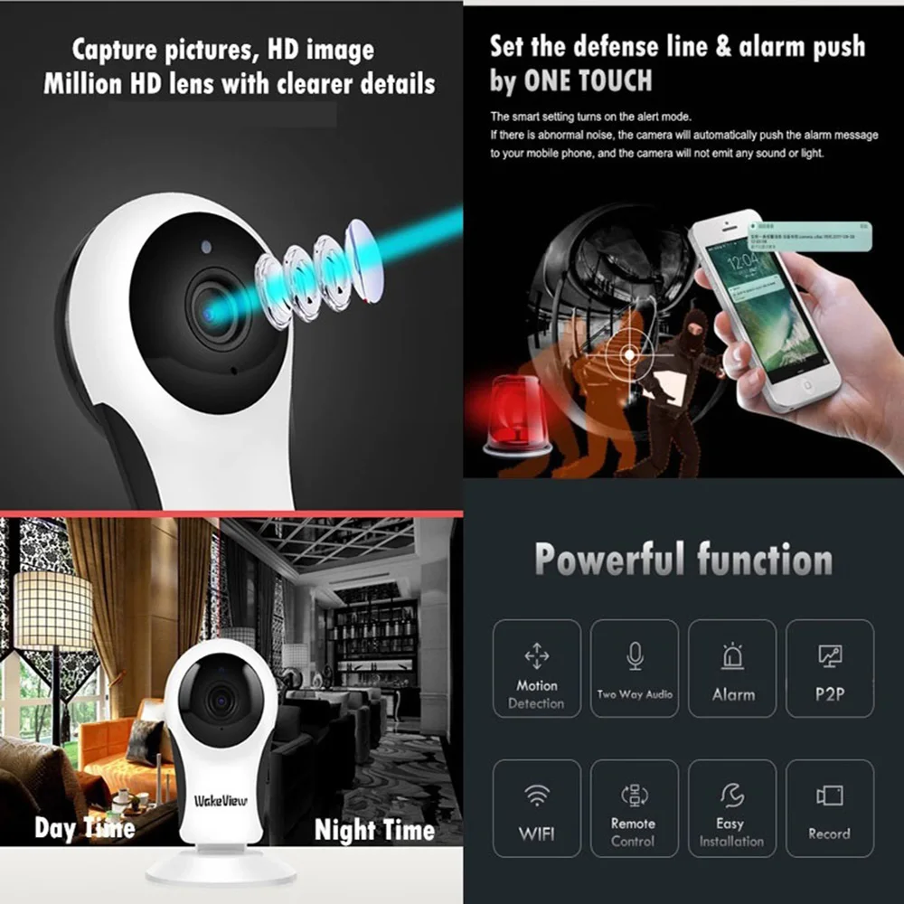 Мини-IP-камера видеонаблюдения WakeView, беспроводная, Wi-Fi, ИК-подсветка, ночное управление от AliExpress WW