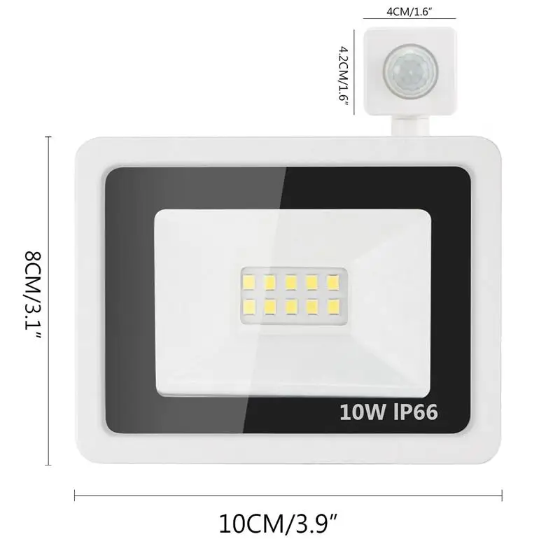 White shell PIR Motion Sensor LED Flood Light 10W 20W 30W 50W AC220V Floodlights IP65 Waterproof Projector garden Outdoor | Освещение