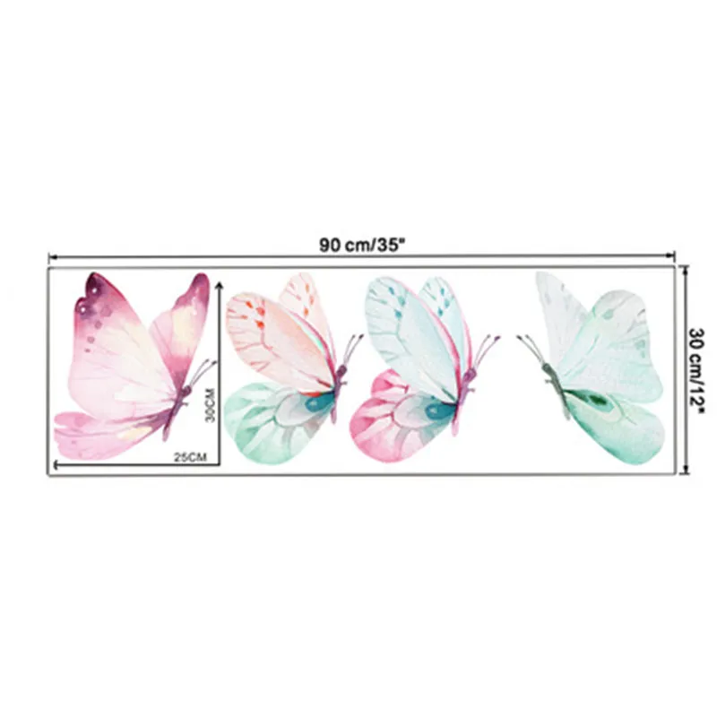 

4Pcs Pink Butterfly Wall Stickers Home Decor Lovely Butterfly Murals Decals For Kids Baby Bedroom Decorative Adesivo De Parede