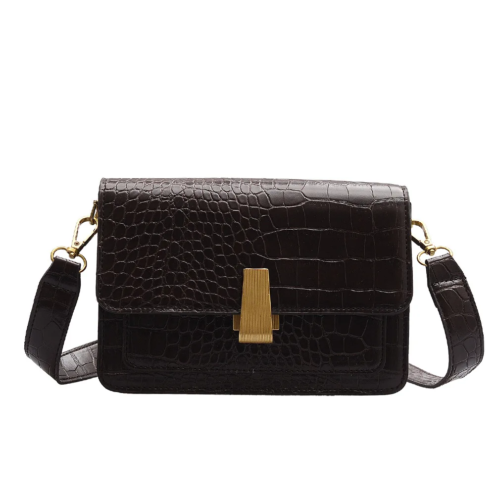 

Fashion women's bag 2021 new fashion PU soft shoulder diagonal crocodile small square bag