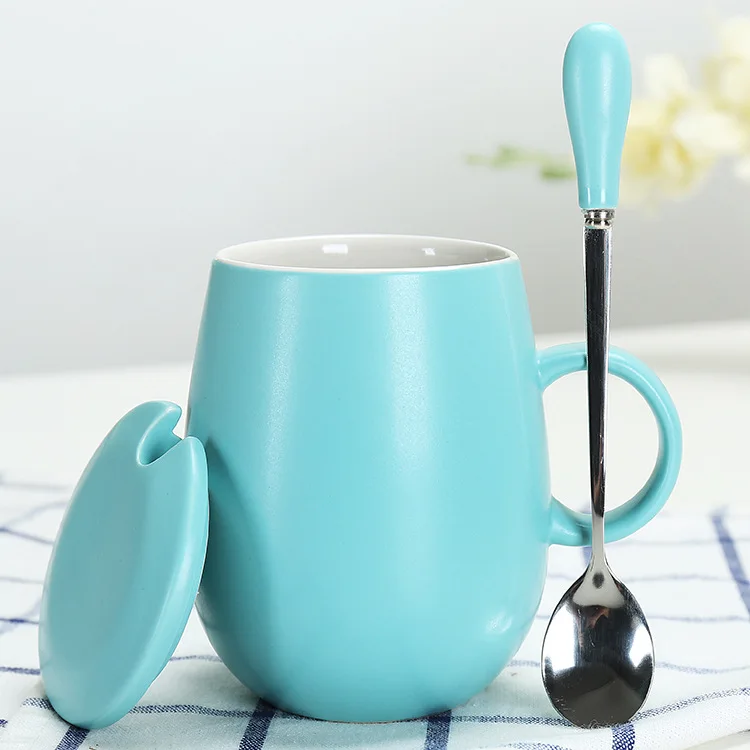 Кружка керамический в форме яйца чашка кофейная керамическая с крышкой Ложка 400