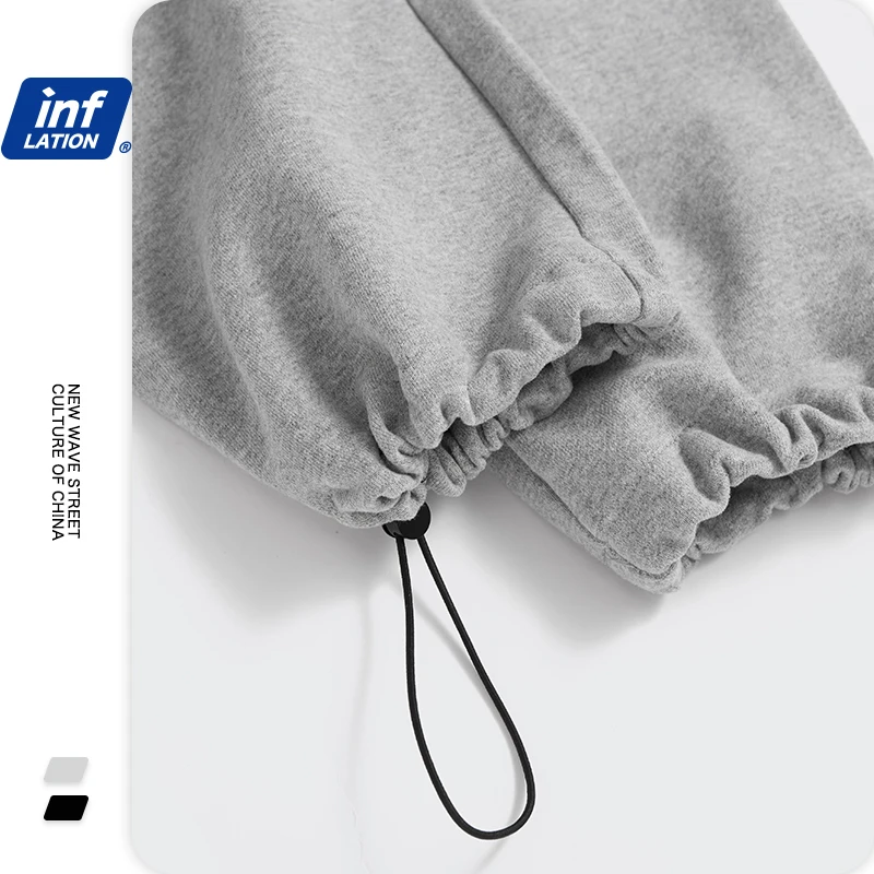 

INFLATION Mens Black Sweatpant 2020 AW Fashion Letter Embroidery Side Tag Loose Fit Sweatpant Men Joggers 3322W