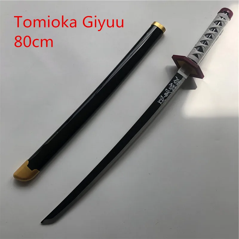 

1:1 Demon Slayer Kimetsu no Yaiba Sword Weapon Tomioka Giyuu Cosplay Sword Anime Ninja Knife wood toy 80cm