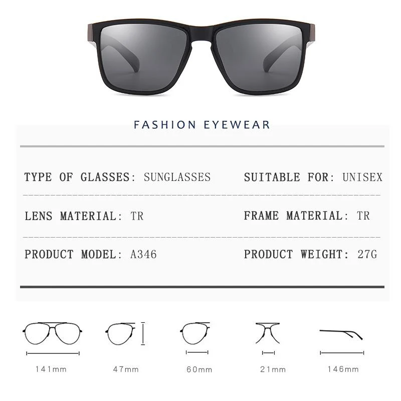 Sunglasses Men Polarized Square Sun Glasses Sport Driving Vintage Retro UV400 Eyewear For Goggle Male Classic | Аксессуары для