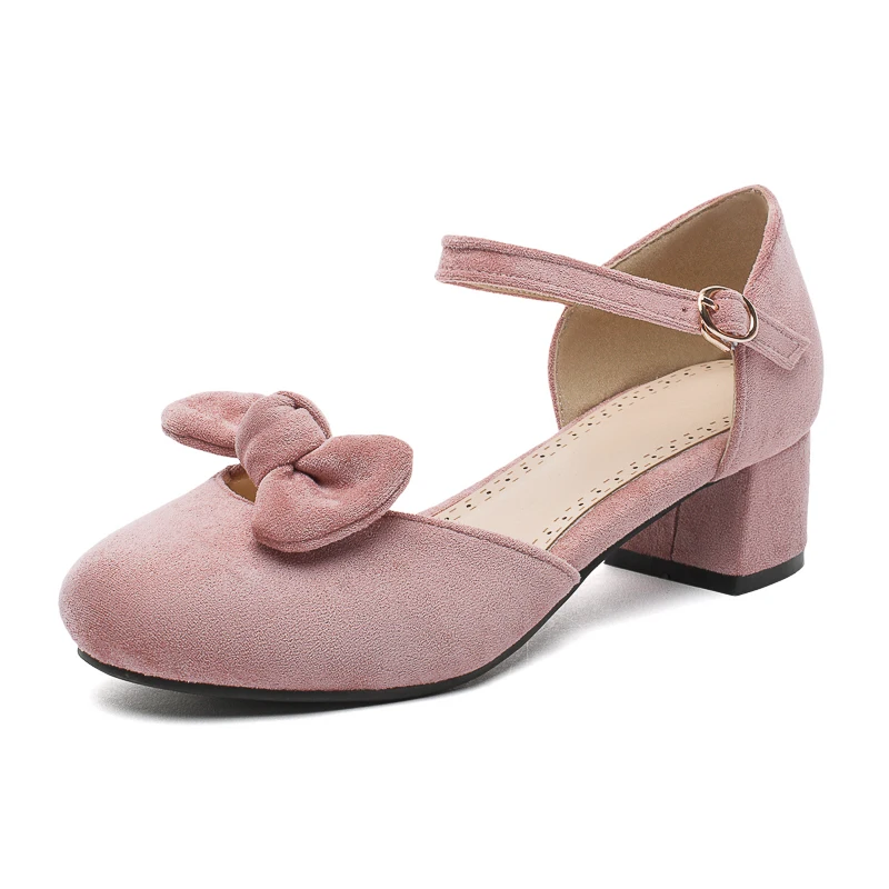 Женские туфли-лодочки на высоком каблуке бантик для головы толстый каблук