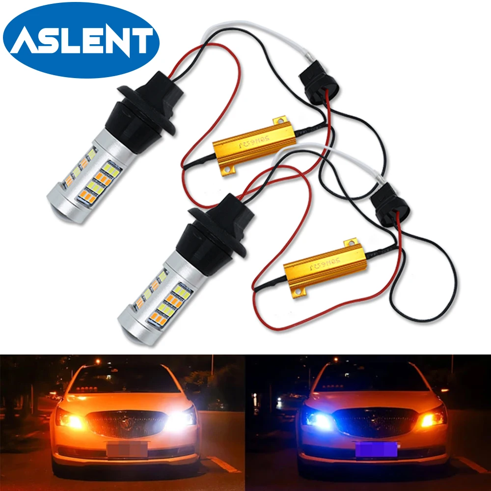 1Set 1156 P21W BA15S 2835 42SMD Amber White/Ice blue/Amer/Red/Pink Switchback LED Bulbs S25 DRL Turn Signal Light 12V Two-color |