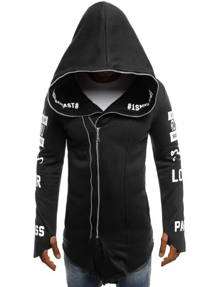 

ZOGAA 2020 Casual man hoodies Zipper Hoodie with Side Lashing Crossed Black Dark Grey light Grey Hoodies Men size S-4XL