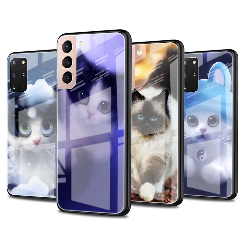 

Glass Case For Samsung S20 FE S21 Phone Cover for Galaxy S10 S9 S8 Plus Note 20 Ultra 10 Lite 9 S10e Coque Cute Animal Ca