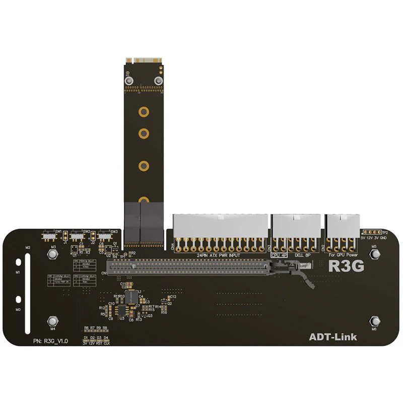 Внешний держатель для карт M.2 Key M NVMe с кабелем PCIe3.0 X4 50 см IITX STX NUC VEGA64