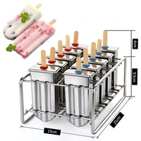 stainless steel ice cream mold ice cube maker round flat head popsicle tubs mould with shelf sticks kitchen handwork accessories