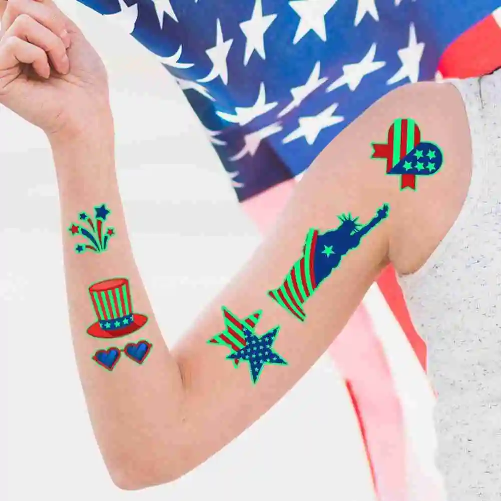 

American Flag Tattoo Sticker Face Waterproof Sweat Decoration Props Disposable Temporary Waterproof Body Art Fake Tatoo