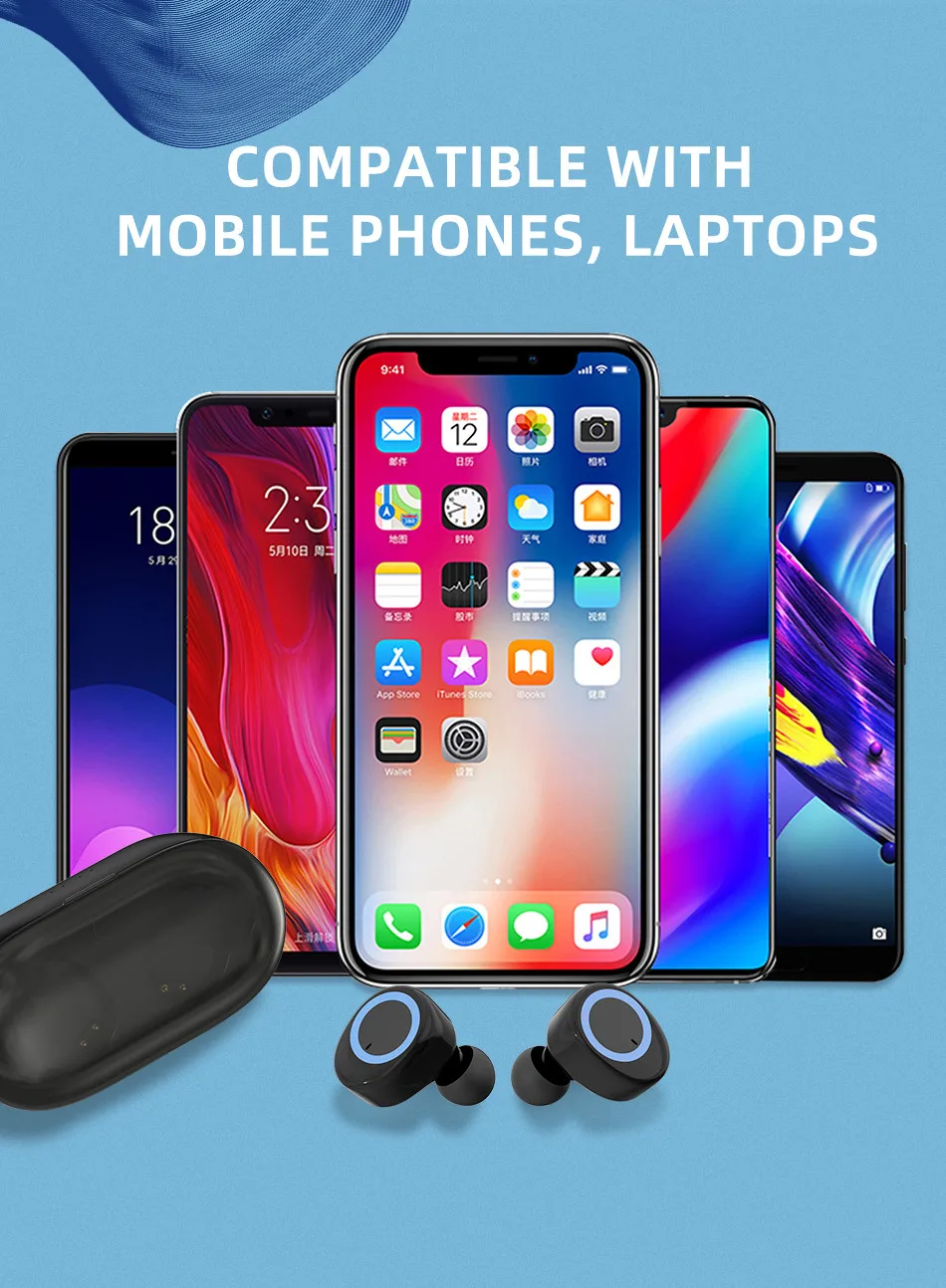 TWS 5,0 Bluetooth наушники 3D стерео беспроводные наушники HiFi Звук без задержки с микрофоном и зарядной коробкой для всех телефонов